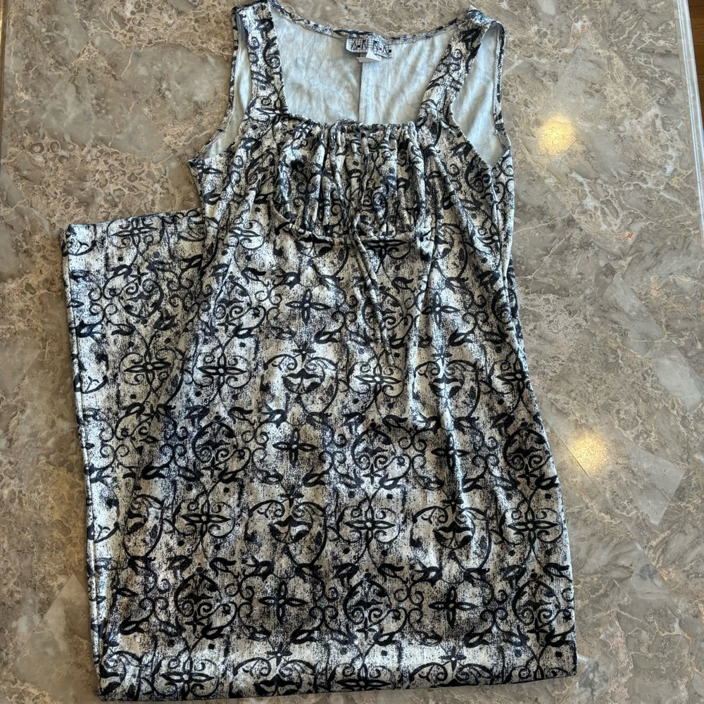 Vintage Anna USA Black and White Abstract Maxi Dress Size Medium